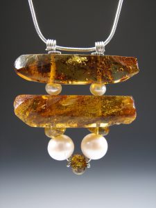 An amber necklace with pearls
