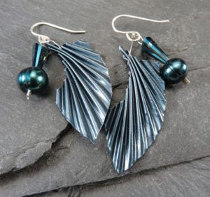 Metallic blue wings earrings